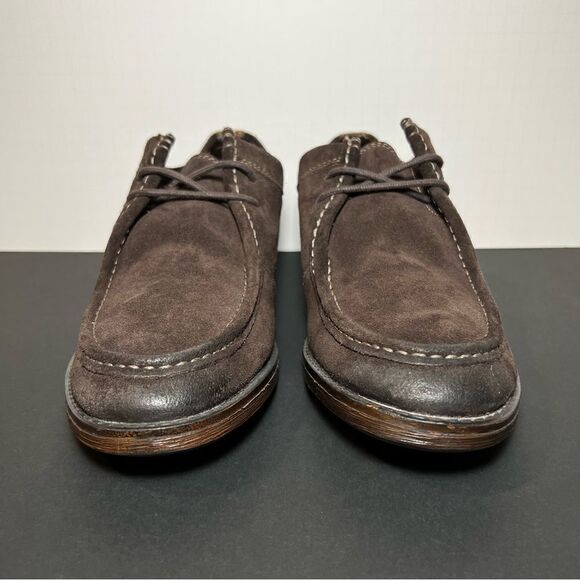 Mens CLARKS Delsin Rise Brown Leather Oxford Shoes / Size 8 Medium - Picture 3 of 10